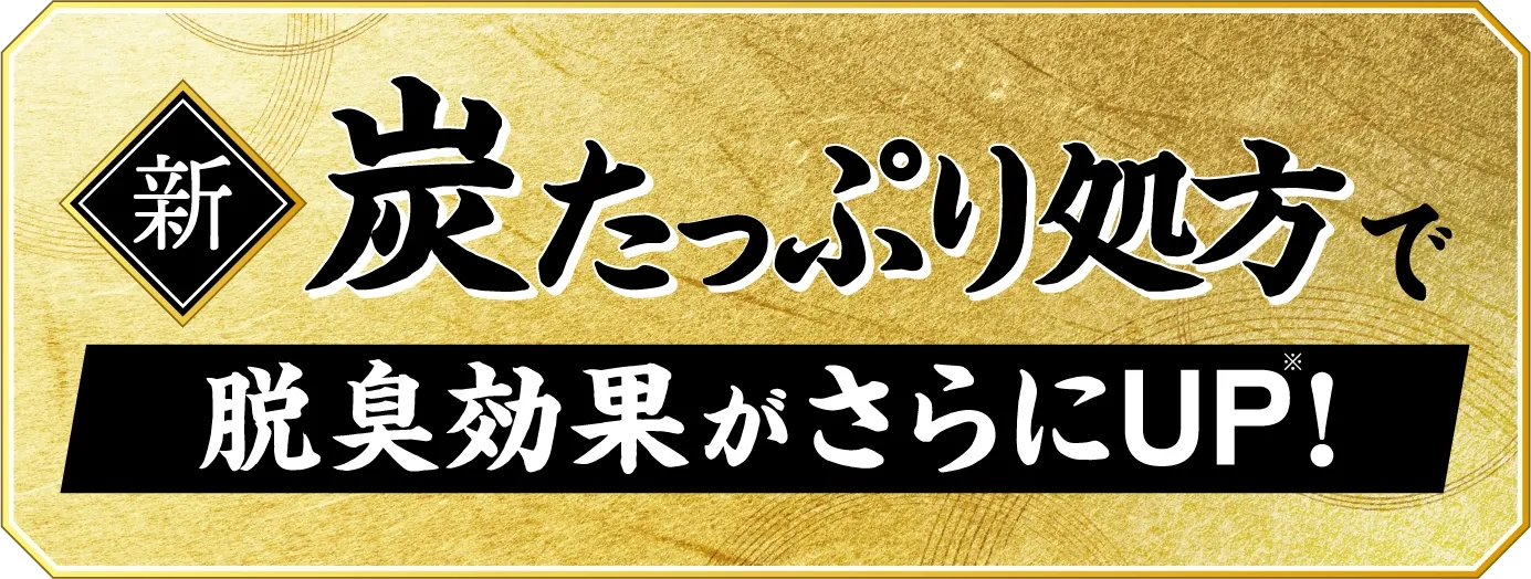 新 炭たっぷり処方で脱臭効果がさらにUP！